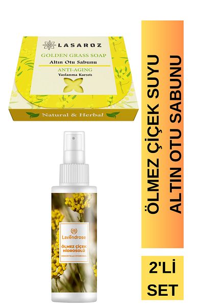 lasaroz Golden Herb Soap 100Gr + Immortal Flower Water 100ml Anti-Aging Natural Herbal Tonic Advantageous Set