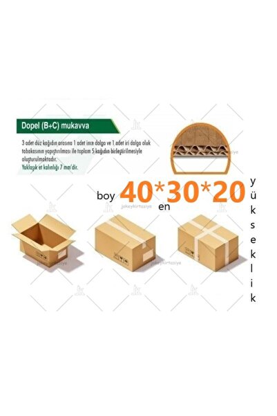 JokeyAmbalaj 40x30x20 (T.S.S.S.T) Gramajlı Çift Oluklu 8.desi Küçük Boy E-tic...
