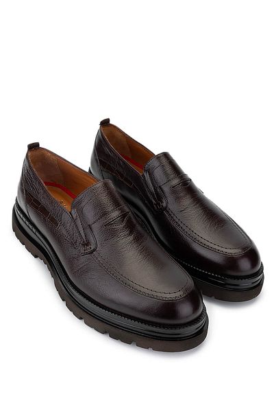 Tamer Tanca Men's Genuine Leather Brown Loafer Shoes