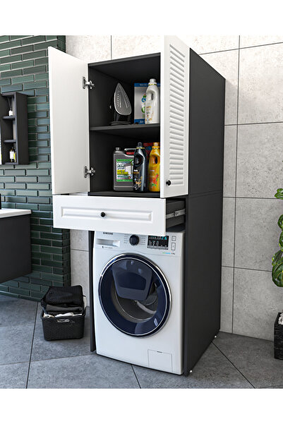 Yıldız elegance Panjur Kapaklı Çekmeceli Ve Raflı Çamaşır Makinesi Dolabı I A...