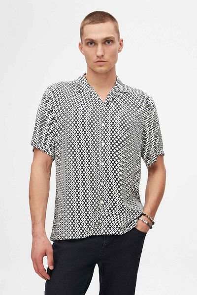 Tween Cămașă albă cu imprimeu slim fit