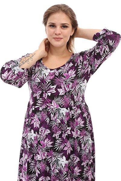 modayız Μαύρο φόρεμα με λιλά λουλούδια 21E-1251