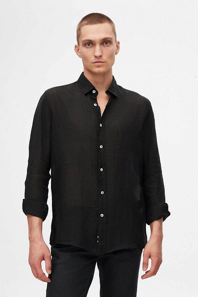 Tween Cămașă neagră slim fit 100% in