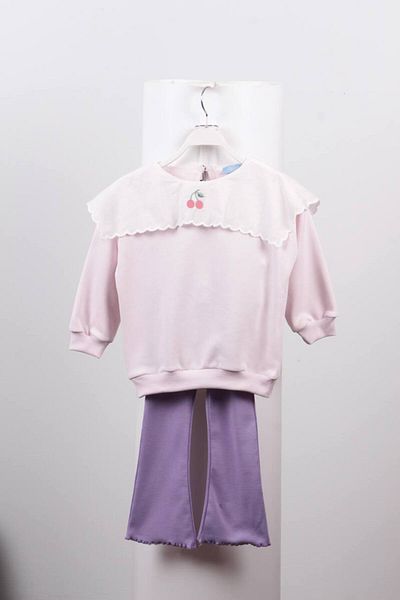 Ladin Store New Season Girl's Cherry Λεπτομερής γιακάς Κοριτσίστικο Σετ δύο τεμαχίων