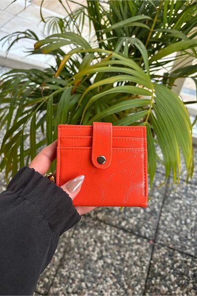 Yuka Atelier Portofel din piele artificială strălucitoare cu detaliu pentru carduri