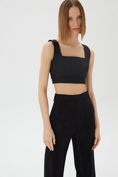 Rue Studio Crop Top negru cu bretele