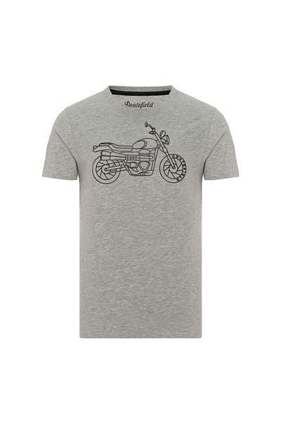 ROUTEFIELD Crew Neck Slim Fit Printed Gray Men's T-Shirt