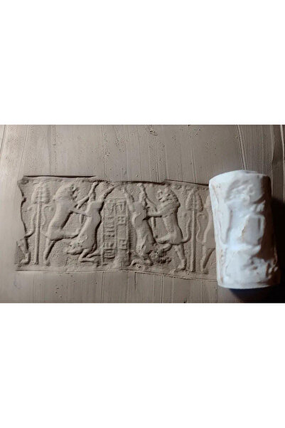 8 Cm Tissue Roller- Tissue Roller Antique Cylinder Seal Ceramic & polymer Clay Pattern Rolling Pin-Sumer9