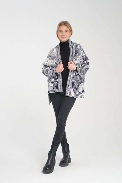 Wega Moda Ethnic Patterned Comfortable Knitwear Shoulder Shawl - Two-Way Use
