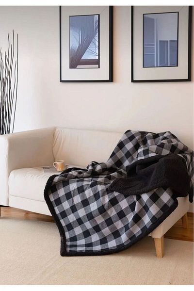 ROKO VİLLA Tv Blanket - Wellsoft Plaid Pattern Tv Blanket