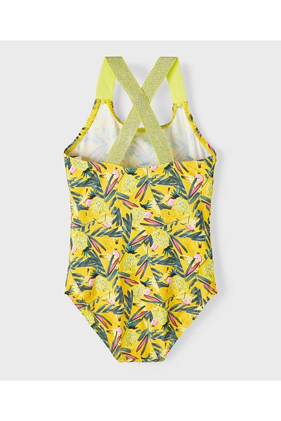 Name it Printed V Cut Swimsuit - Habanero Gold