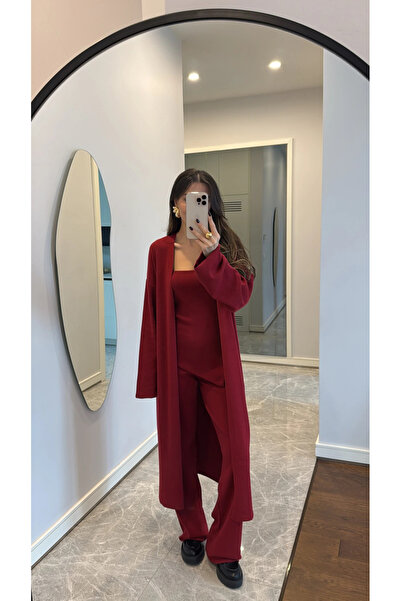 My Blog Claret Red Valencia Triple Knitwear Set-00600
