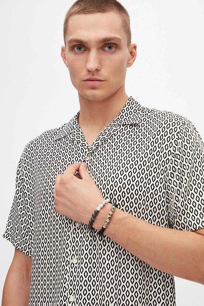 Tween Cămașă albă cu imprimeu slim fit
