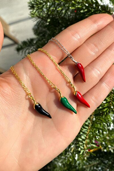 Spossy Silver Jewelry 925 Ayar Gümüş Kırmızı Mineli Biber Kolye