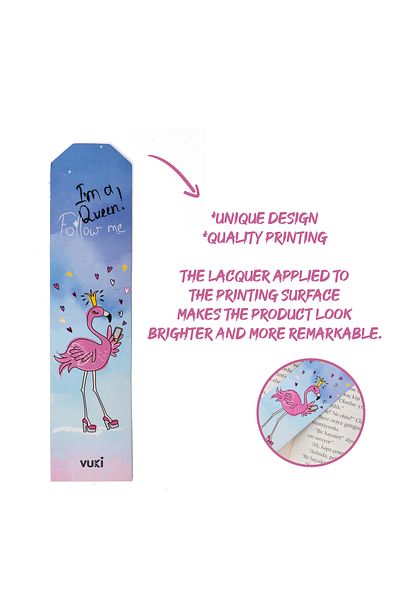 VUKİ Semn de carte din hârtie cu model flamingo