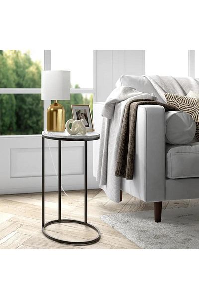 Homelux Lampă de masă Sophia, 25x25x43 cm, E27, 60 W, metal/țesătură, auriu/alb