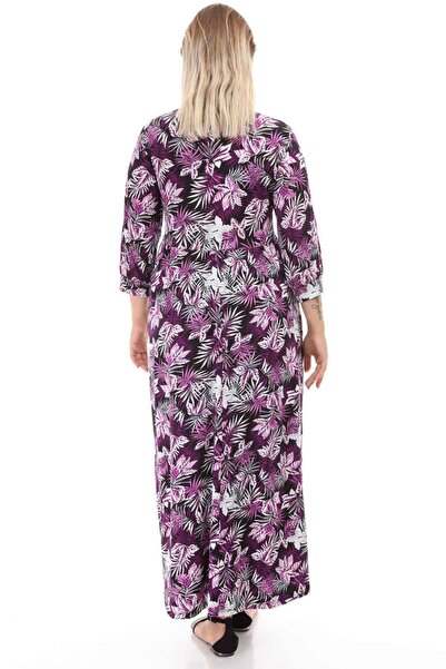 modayız Μαύρο φόρεμα με λιλά λουλούδια 21E-1251