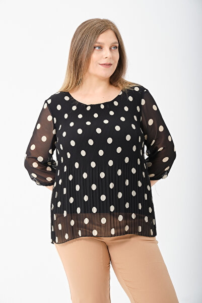 Shahiqa Büyük Beden Pilise Detaylı Bluz