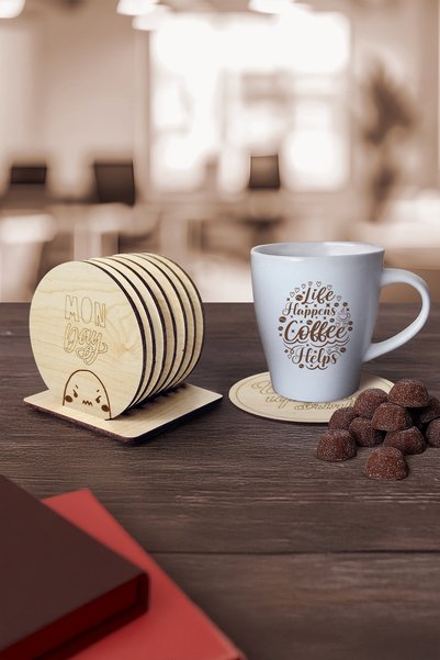 Home Days of the Week Special Design Wooden Coaster with Stand