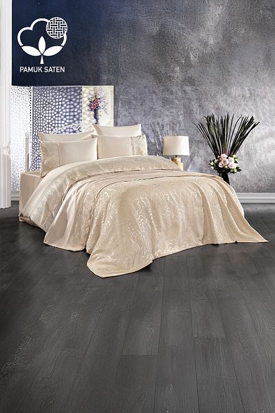 Nazik Home Marissa Laced and Jacquard Cotton Satin Pique Duvet Cover Set