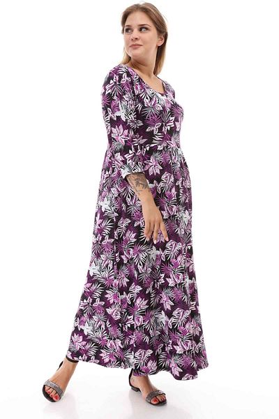 modayız Λιλά Floral Μαύρο Φόρεμα Plus Size 21e-1251