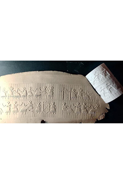 Enbceramic 7 Cm Doku Silindiri Sümer Antik Silindir Mühür Seramik Polimer Kil...