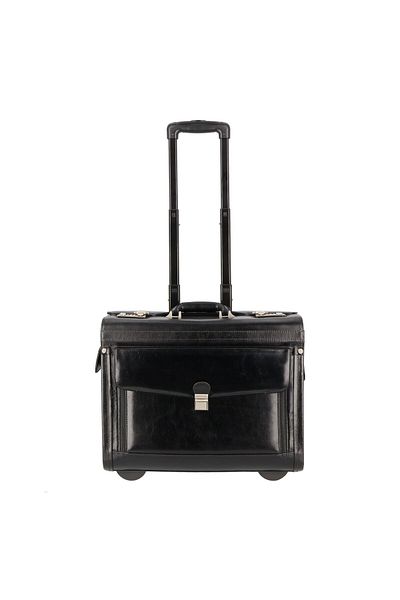Dermata Leder 39 cm Gesicht Computer Fach mit 2 Rollen Pilot Trolley