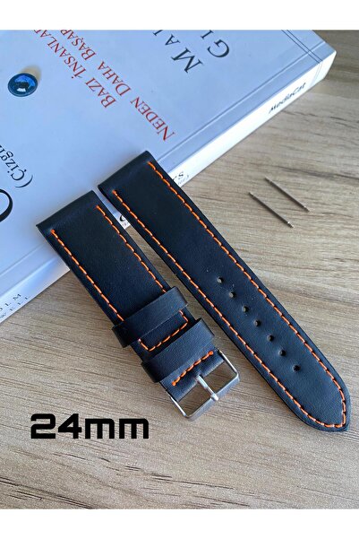 Prizma Turuncu Dikiş Yerli Üretim Düz Desen Saat Kordonu. 18-20-22-24 ve 26mm...