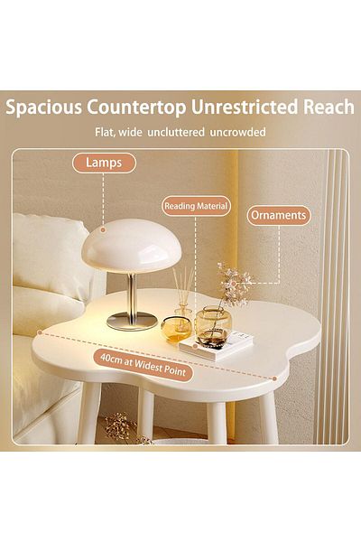 Saharaz Flower Shaped Side Table,2 Tier Accent Bedside Table Nightstand for Living Room Bedroom,40x40x50cm