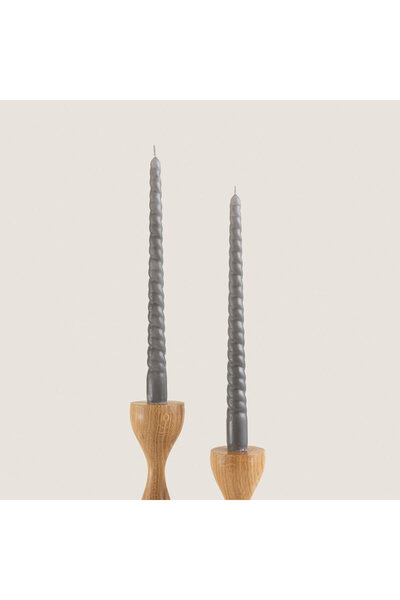 Chakra 2Li İtalyan Burgu Şamdan Mumu 30 Cm Açık Gri AÇIK GRİ