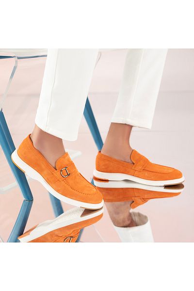 Desa Ανδρικό δερμάτινο σουέτ Loafer Elisa Orange