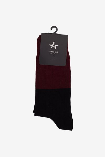 ALTINYILDIZ CLASSICS Men's Burgundy-Black Patterned Socks