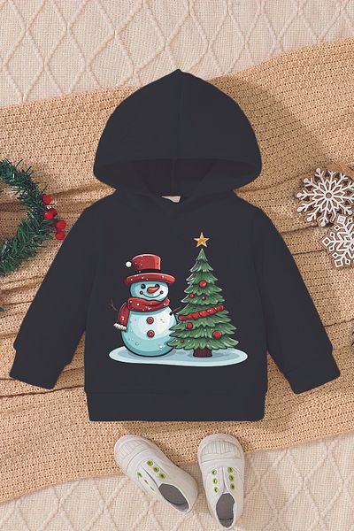 ADABEBEK New Year's Special Hat Snowman Printed Baby Sweatshirt 23074
