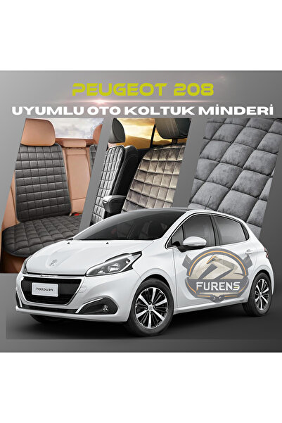 SHOOPLAA طقم وسائد مقعد السيارة بيجو 208 بلون أنثراسايت مع جيوب ريش تايلاندية...