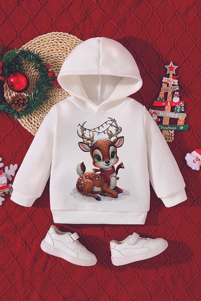 ADABEBEK New Year's Special Lighted Deer Printed Baby Sweatshirt 23082