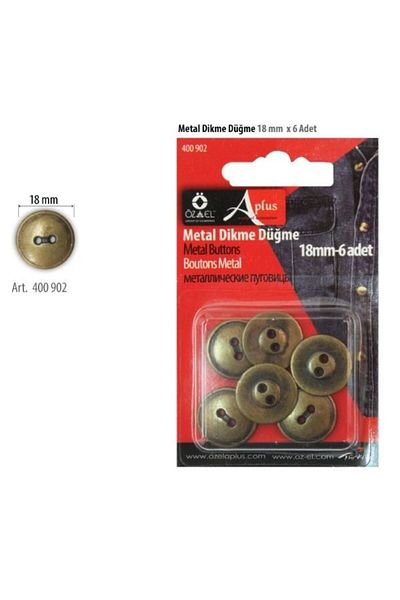 ÖZ-EL AŞ 6Pcs Copper Color Strut Button - 18 mm Skirt/Blouse/Shirt Button 400 902