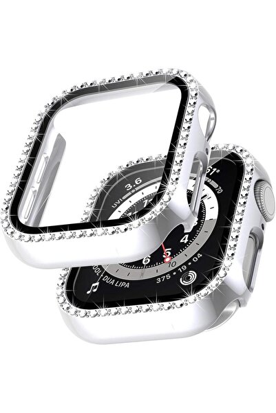 UnDePlus Apple Watch 10 Serisi 42mm Ekran Koruyuculu Tek Sıra Kenar Taşlı Sert Pc Kasa Koruyucu