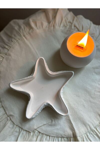 flame candle Deniz Yıldızı Dekoratif Tabak Mum/Takı Tabağı,13cm