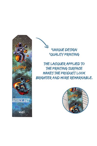 VUKİ Semn de carte din hârtie cu model astronaut