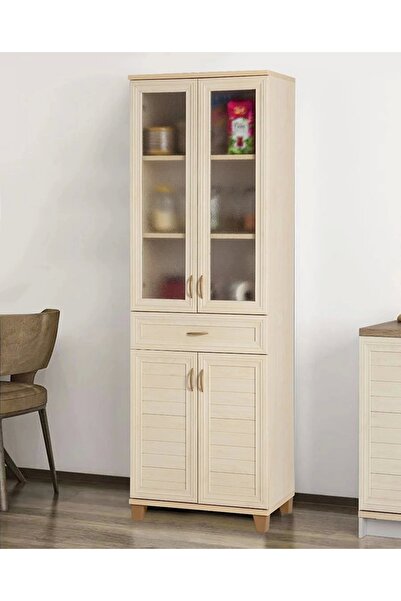 Evistro Panjur Pleksi Cam Kapaklı Banyo ve Mutfak Boy Dolabı Akçağaç