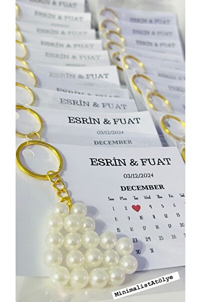 APEXX İncili Kalpli Hediyelik Anahtarlık Söz/nişan/nikah/kına/düğün/doğum Gün...