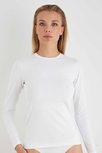 Sevim Tricou pentru damă cu mânecă lungă cu gât crew