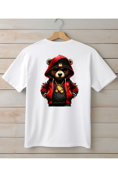 ASELİNDA Back Printed Charisma Teddy Bear T-Shirt