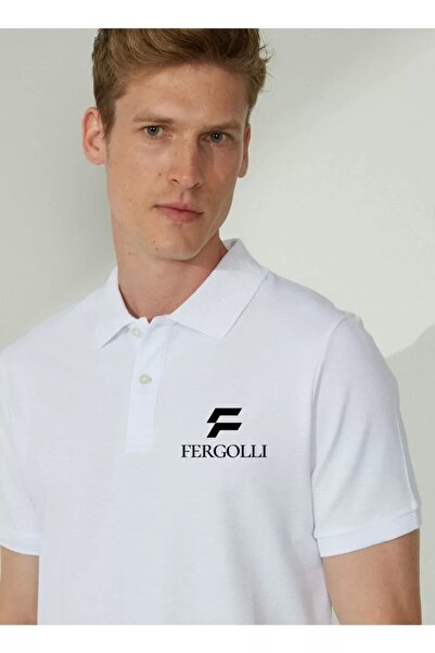 Flexium Buttoned Collar Pique Printed T-Shirt - White