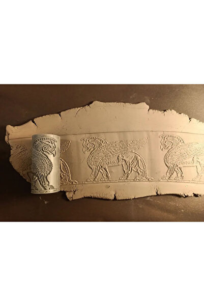 Enbceramic 8 Cm Doku Rulosu Antik Desen Silindir Desen Oklavası Mühür Baskı S...