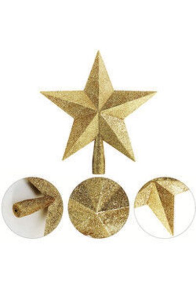 Happyland Christmas Tree Ornament Gold Silvery Peak Star 15 cm Pine Tree Peak Star