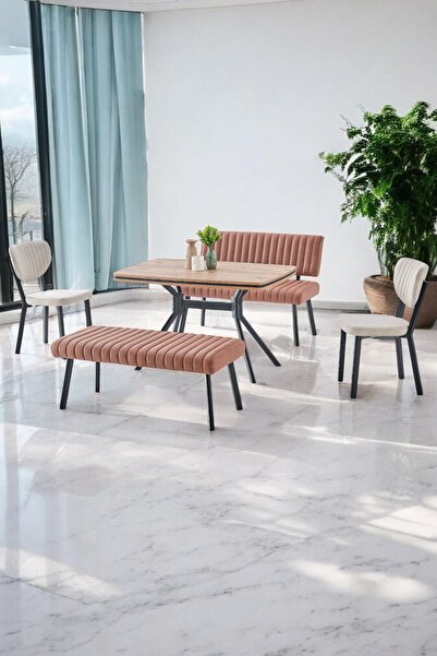 fursimo Norf Serisi 80x120 Sabit 1. Sınıf Metal Ayaklı Antrasit Ironi Mutfak Masası Takımı Gri Sandalye