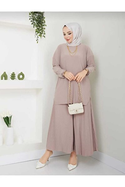 ECK MODA Γυναικείο σετ Sandy Lycra Flexible υφασμάτινο πλισέ στο κάτω μέρος