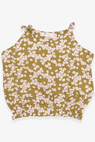 Breeze Escabel Girl's Blouse with Floral Pattern, Ages 1-4, Pistachio Green