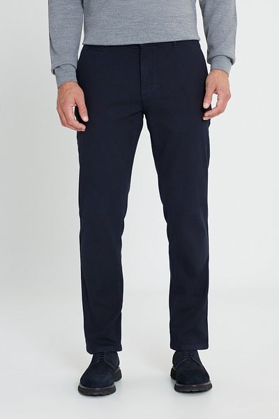 ALTINYILDIZ CLASSICS Men's Navy Blue Cotton Comfort Fit Relaxed Fit Dobby Side Pocket Stretchy Casual Pants